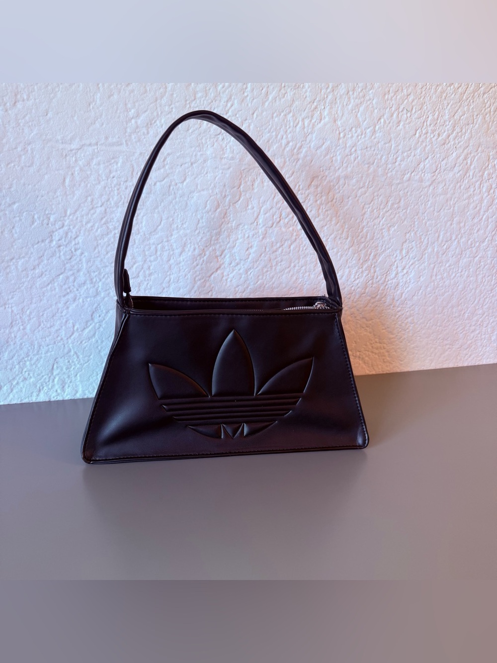 adidas Polyurethane Outline Trefoil Shoulder Bag Women's Casual Bag Black JC6001
